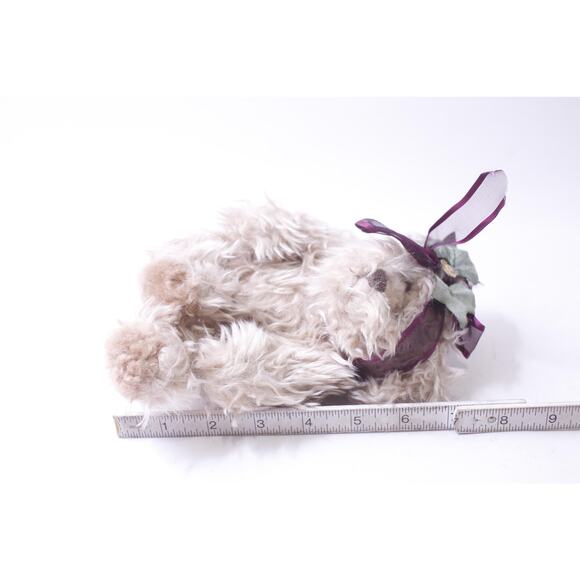 Radcliffe, Russ Berrie, Teddie Bear with Purple Ribbon and Floral Bow, Classic - Picture 3 of 3